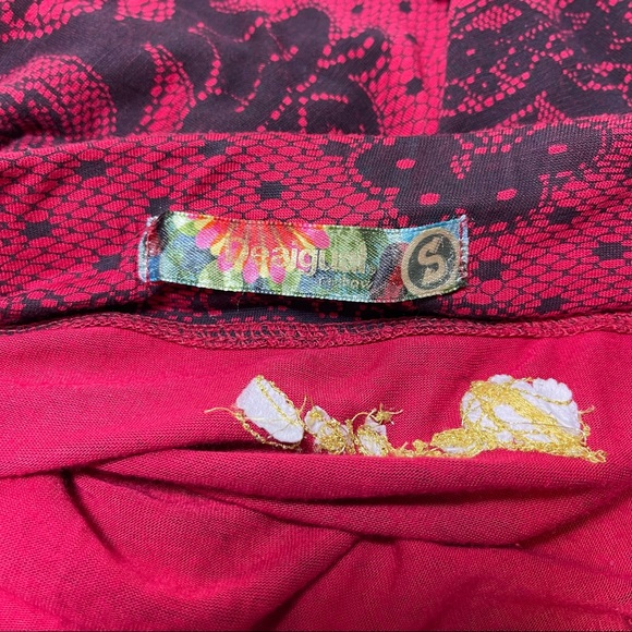 Desigual Deliney A-Line Red Lace Trim Skirt Size Small - Picture 6 of 7